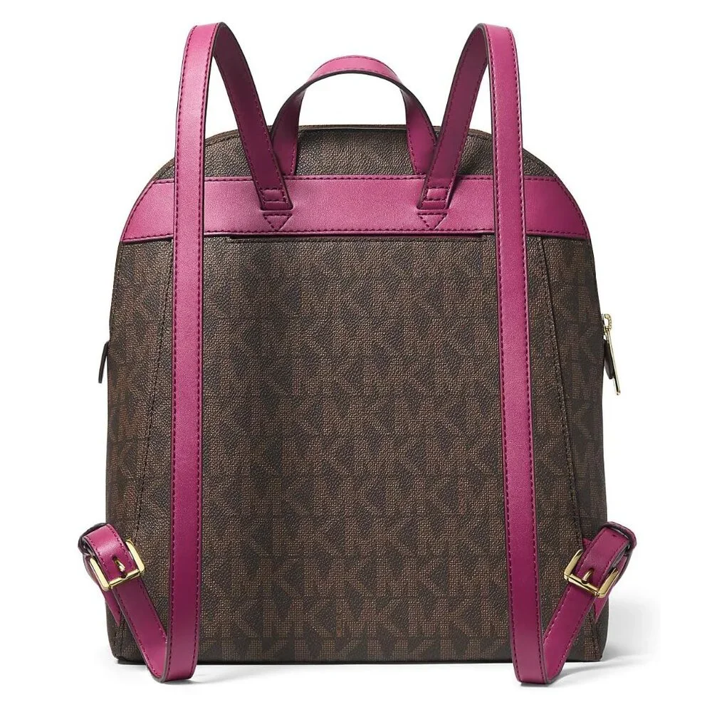 Michael Kors Dallas Medium Signature Logo Backpack – Deep Fuchsia - Picture 2 of 5